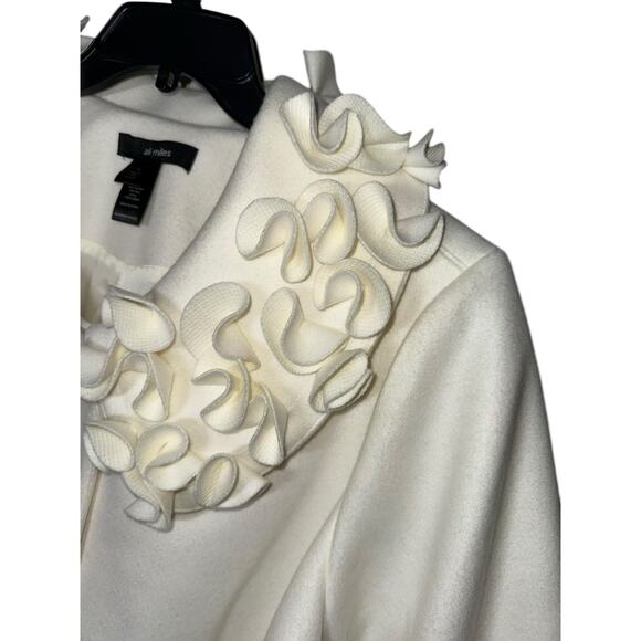 Ali Miles Swing Coat Women Plus Size 1X White Wool A-Line Ruffles Pockets Artsy - Picture 6 of 11